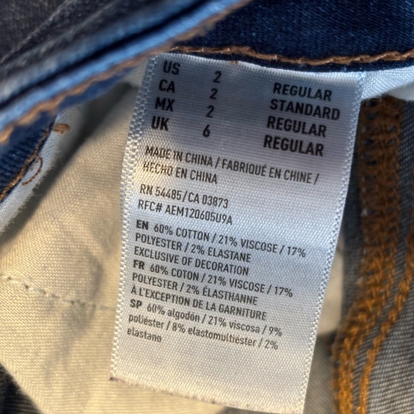 American Eagle Women's Jeans Stretch HELL YEAH Embroidery On Back Blue Denim 2 - Picture 8 of 8